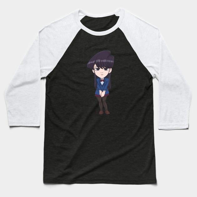 Komi-San Can't Communicate Chibi Baseball T-Shirt by TeeTowArt